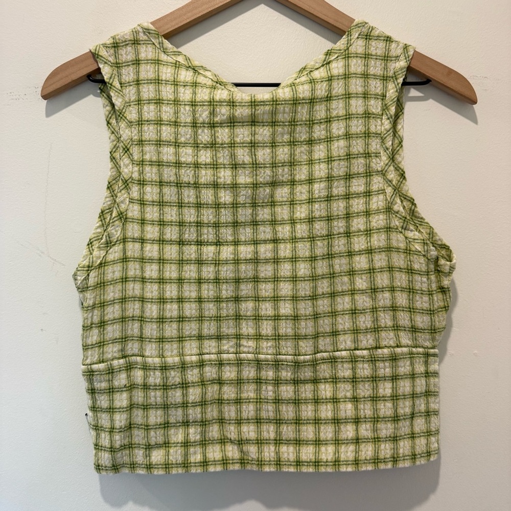Afends Green Plaid Crop Top - Picture 5 of 6